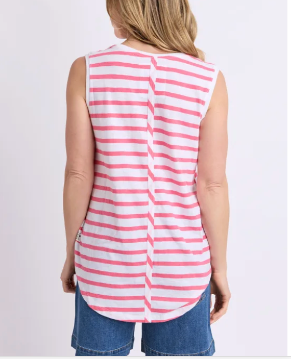 Elm Lifestyle - Scoop Tank Stripe - White/ Pink Lemonade Stripe