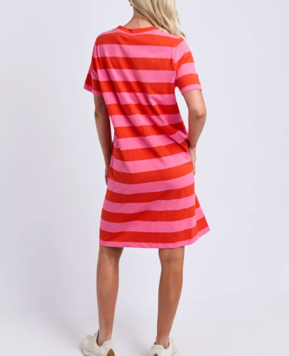 Elm Lifestyle - Spritz Stripe Dress - Tangerine/Pink Lemonade
