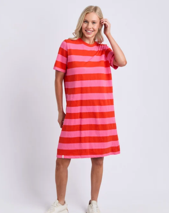 Elm Lifestyle - Spritz Stripe Dress - Tangerine/Pink Lemonade