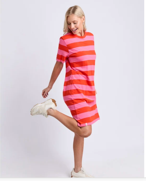Elm Lifestyle - Spritz Stripe Dress - Tangerine/Pink Lemonade