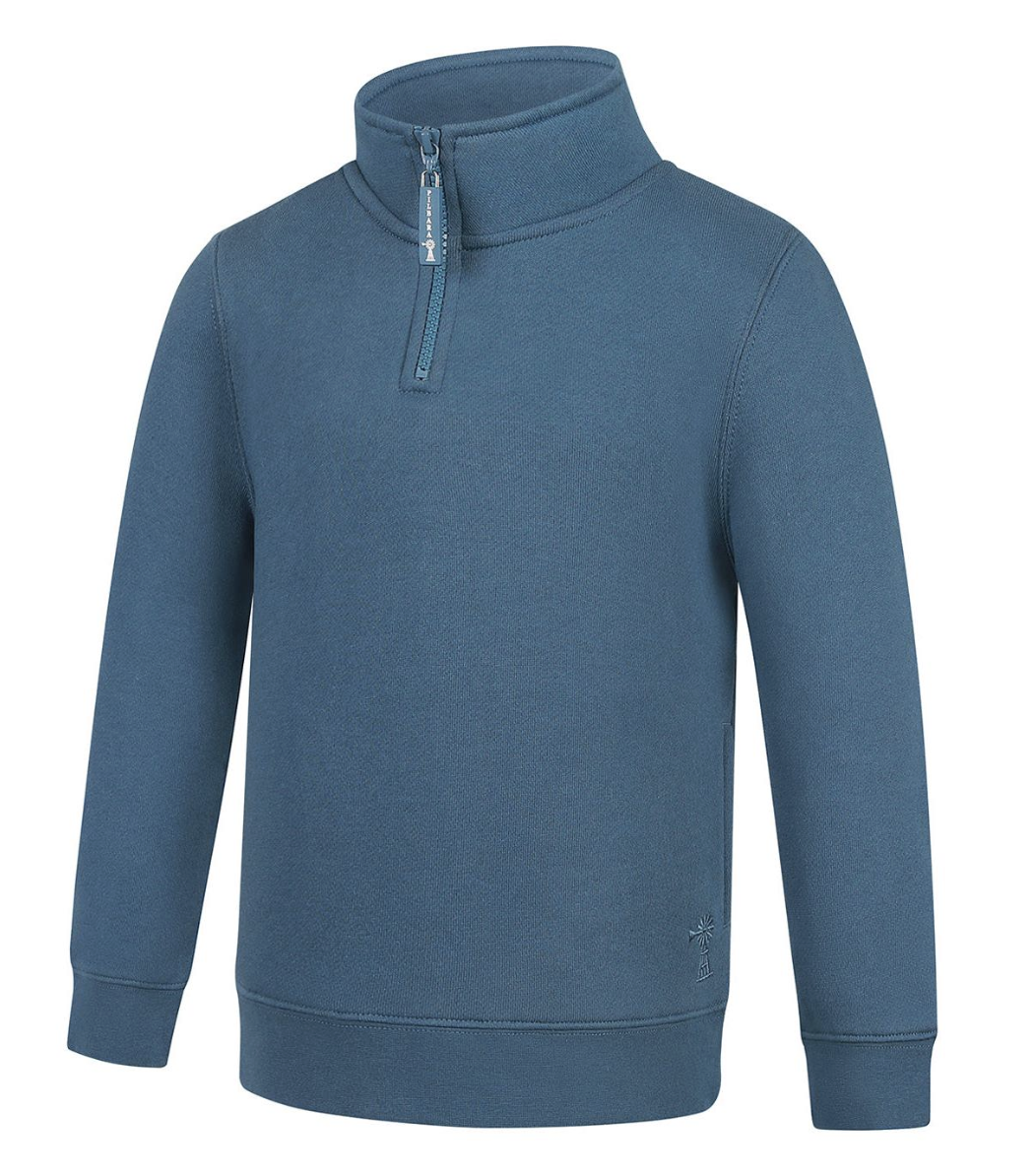 Pilbara - Children's Zipper C/F Fleece Pullover - Bluestone