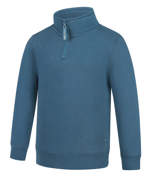 Pilbara - Children's Zipper C/F Fleece Pullover - Bluestone