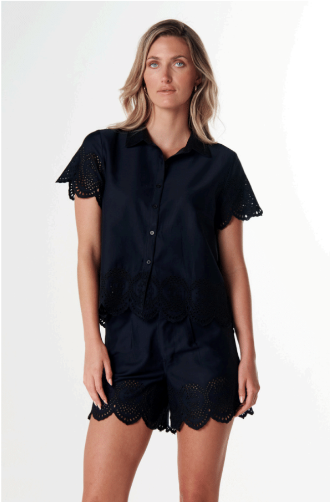 Goondiwindi Cotton - Salt Embroidered Shirt - Navy