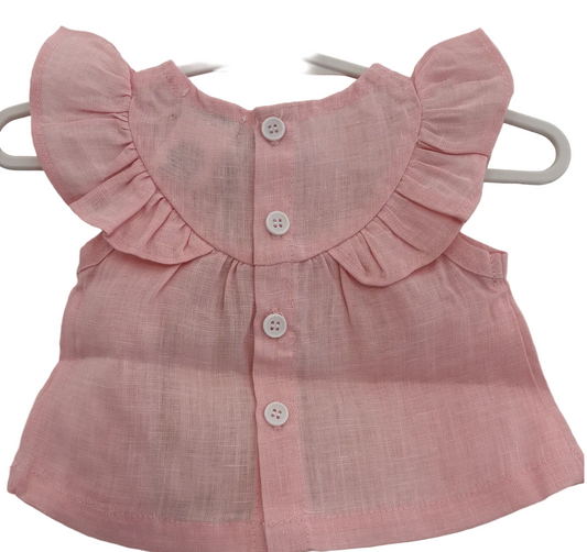 Love Henry - Baby Girls Tasmin Top - Pink Linen