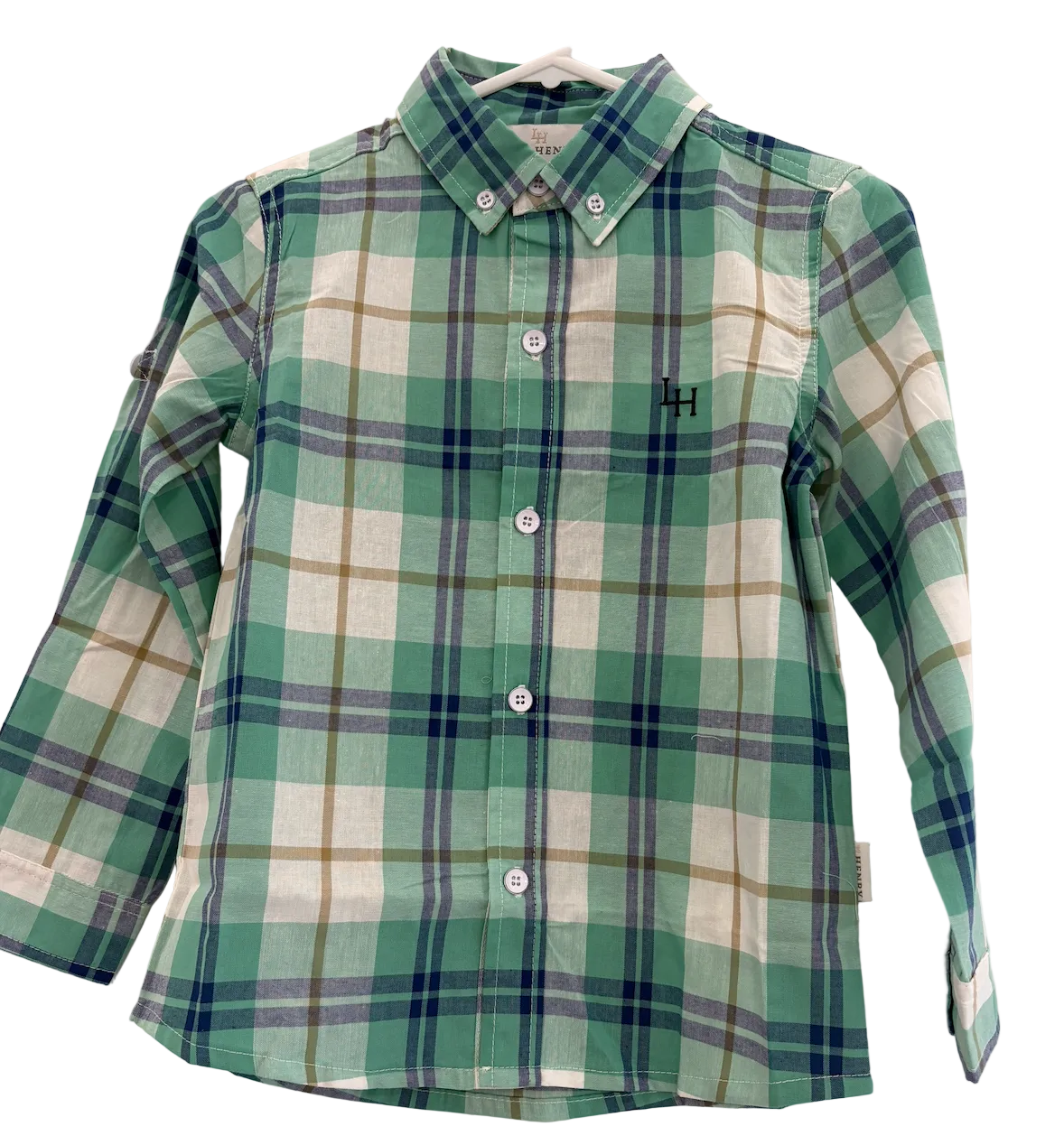 Love Henry - Boys Dress Shirt - Aqua Plaid