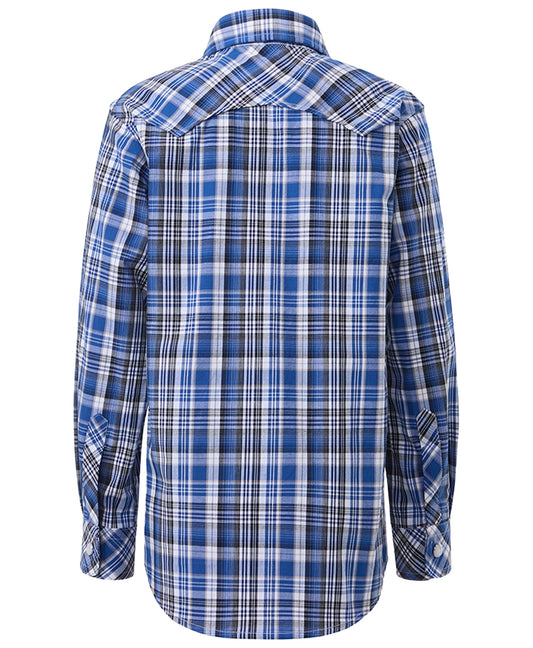 Pilbara Western Children's Snap Button L/S Shirt - Blue-Black-White