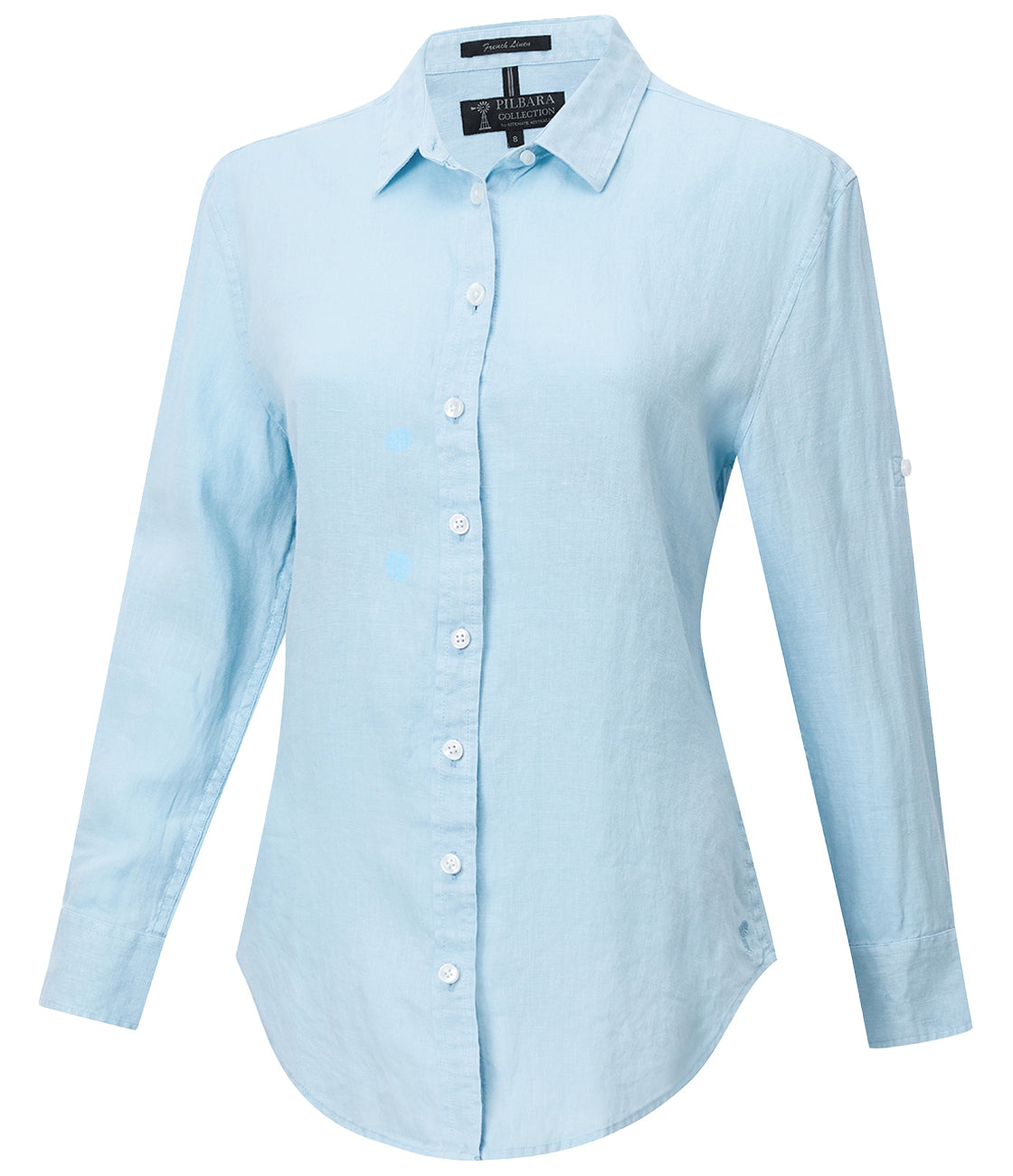 Pilbara-  Womens Florence Classic Linen Long Sleeve Shirt - Airy Blue