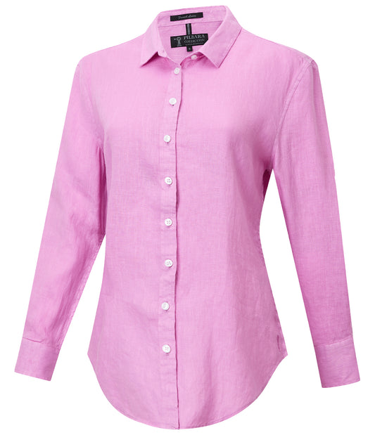 Pilbara-  Womens Florence Classic Linen Long Sleeve Shirt - Crocus