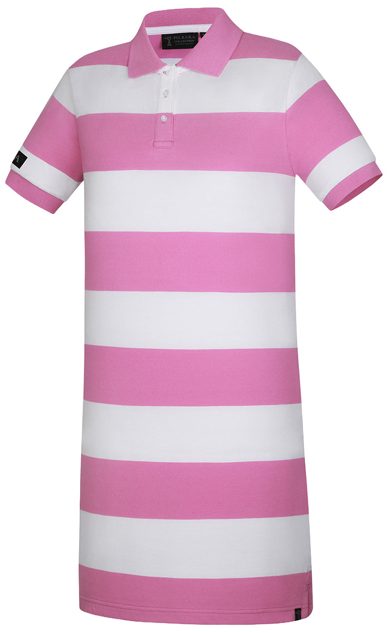 Pilbara - Madeline Classic Cotton Polo Dress - Crocus/White