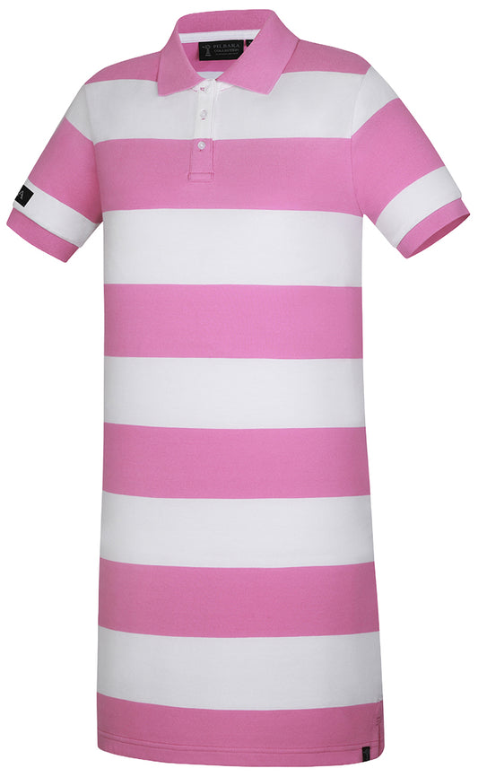 Pilbara - Madeline Classic Cotton Polo Dress - Crocus/White