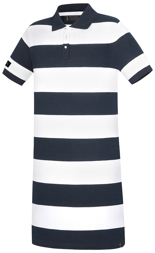 Pilbara - Madeline Classic Cotton Polo Dress - French Navy/White
