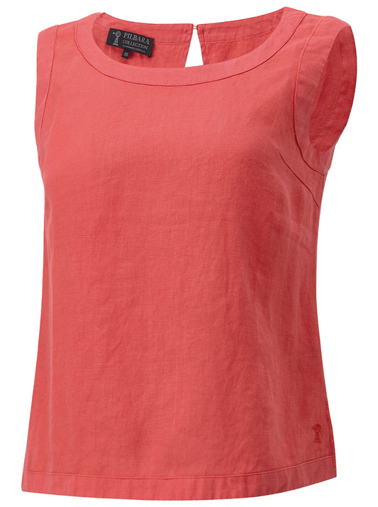 Pilbara - Women's Gabriella Linen Singlet - Hibiscus