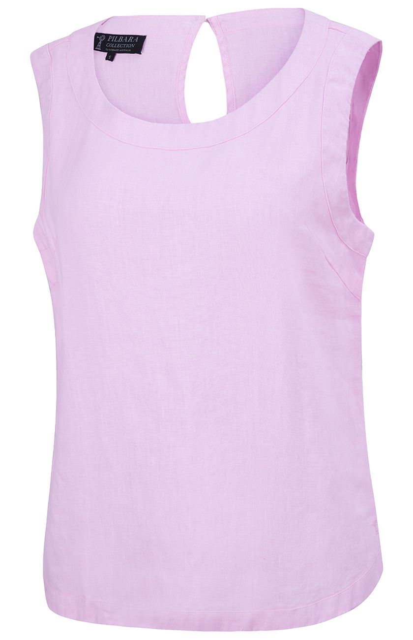 Pilbara - Women's Gabriella Linen Singlet - Pink