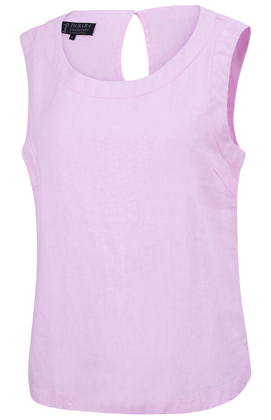 Pilbara - Women's Gabriella Linen Singlet - Pink