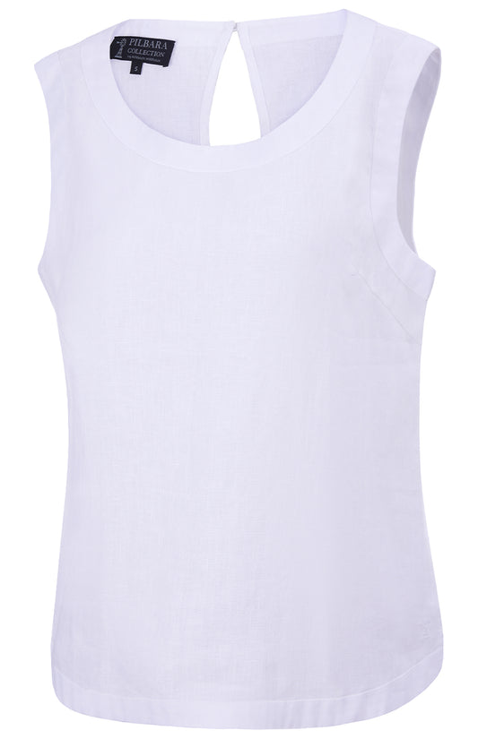 Pilbara - Women's Gabriella Linen Singlet - White