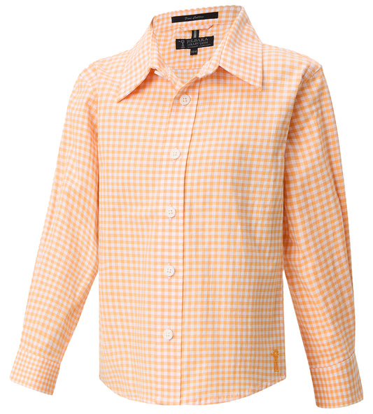 Pilbara - Children's L/S Gingham Shirt - Orange/White