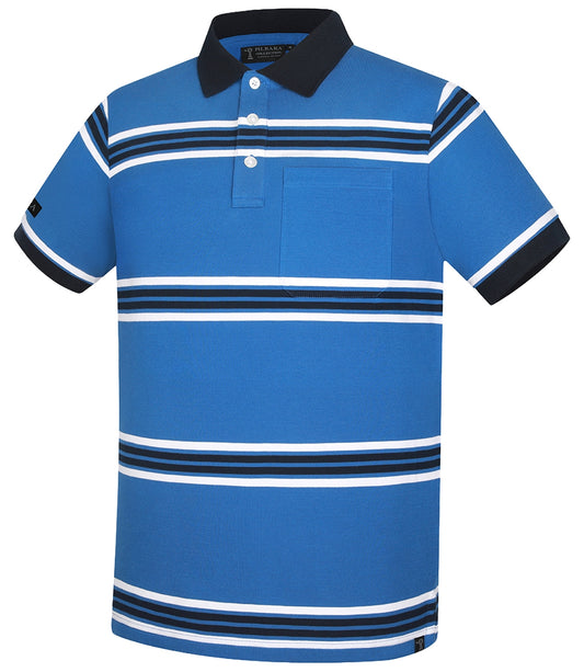 Pilbara - Mens Yarn Dyed Stripe Polo - Deep Blue/White/Navy