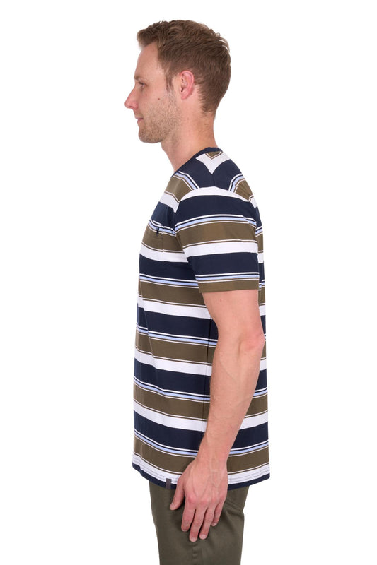 Thomas Cook - Keith Stripe One Pocket Short Sleeve Tee - Navy / Dark Tan