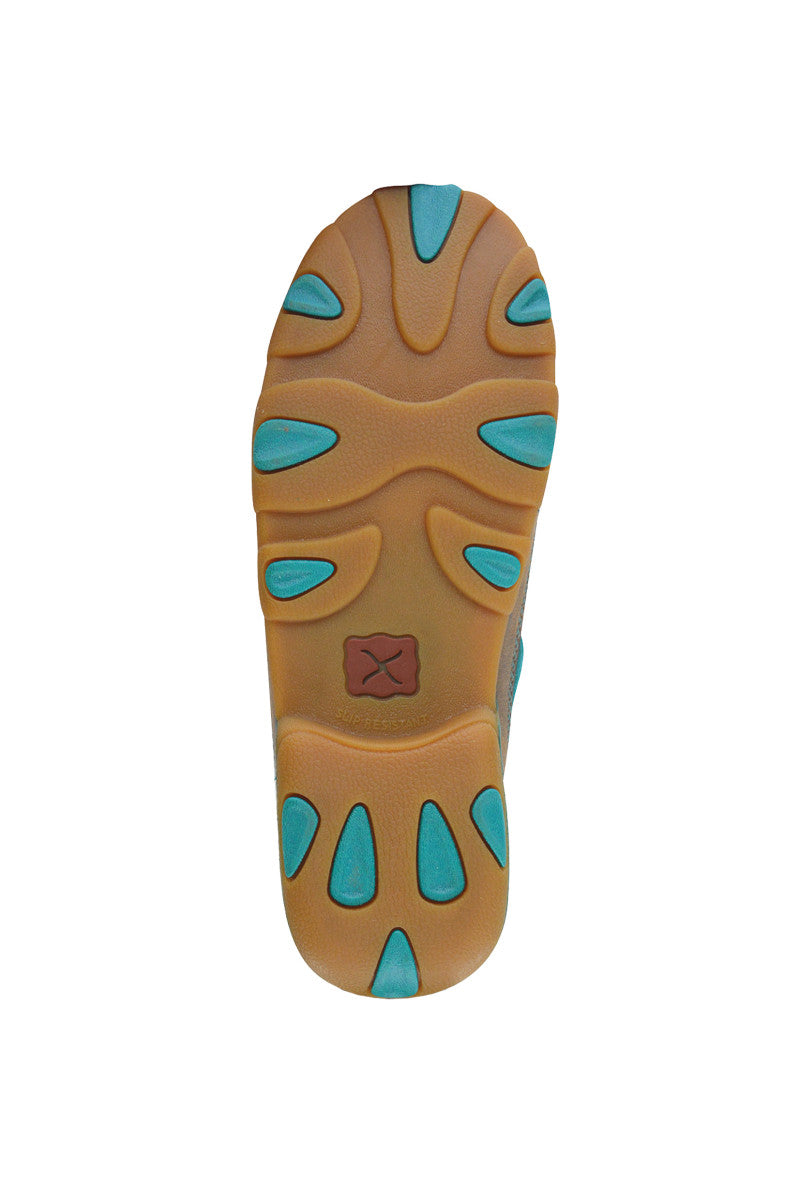 TWISTED X - Ladies Brown/Turquoise Casual Driving Mocs Slip On - TCWDMS005