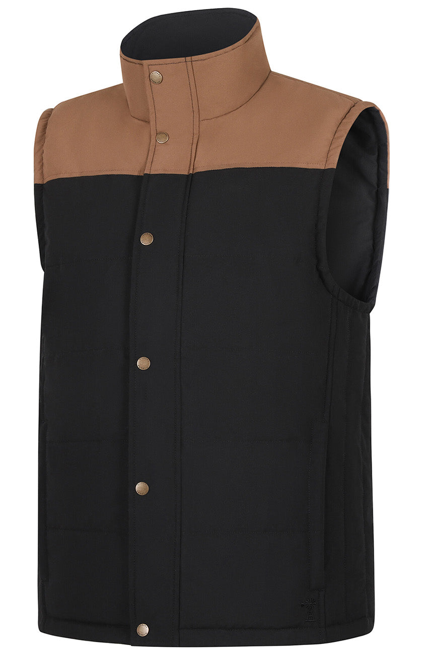 Pilbara - Mens Two-Tone Vest-  Black/Whisky
