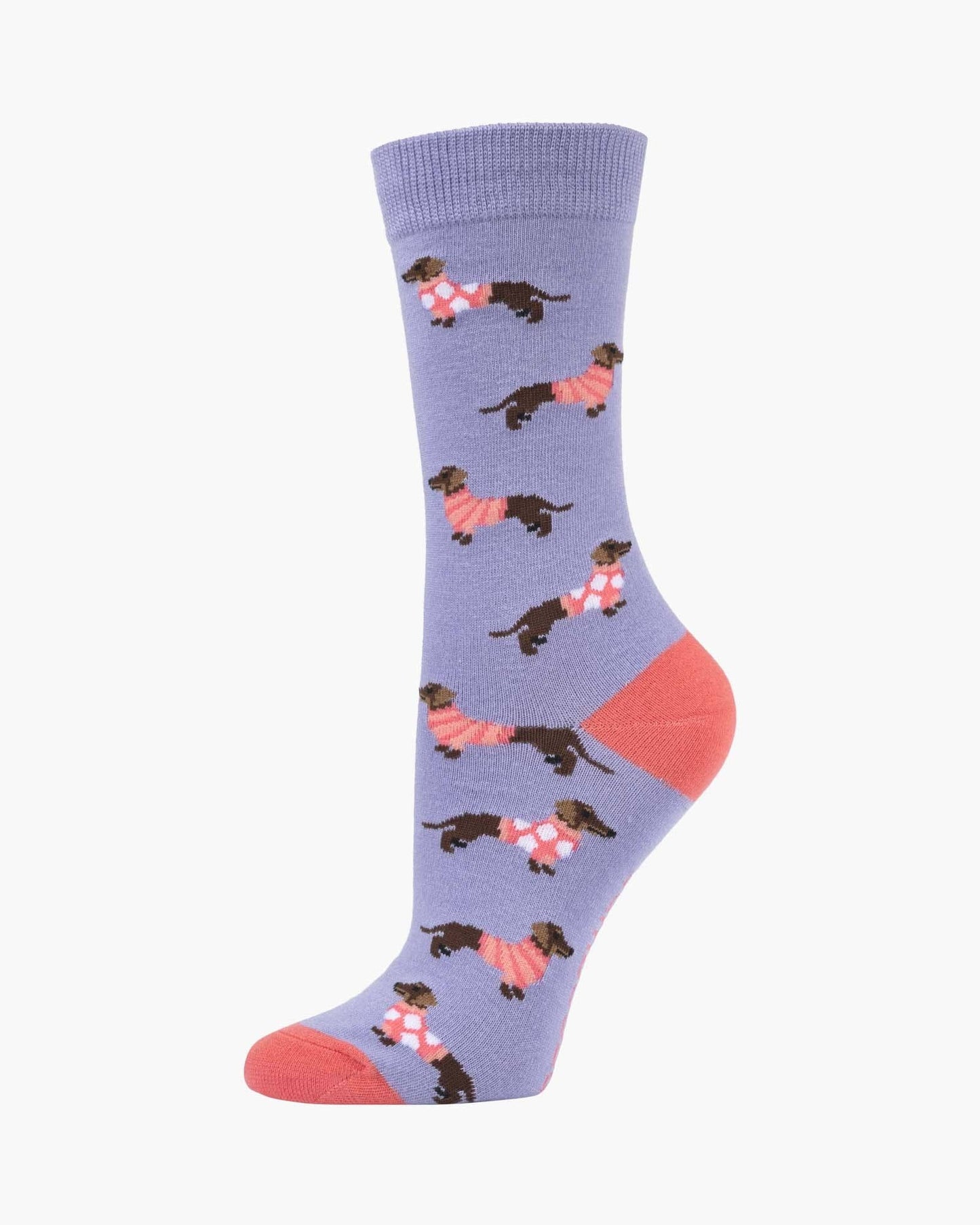Bamboozld - Womens Jumper Dachshund Sock - Lilac