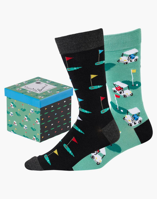 Bamboozld - Mens Gold Green 2 Pack Sock Gift Box - Multi