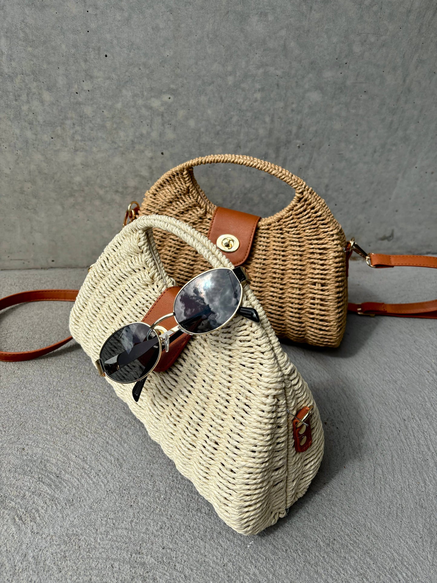 Angels Whisper Accessories - Maggie Summer Straw Bag - Tan