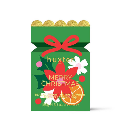 Body Cleansing Bar Bon Bon - Green - Xmas Flowers Collection - 1 x 150gm Soap - Blackcurrant, Citrus & Amber