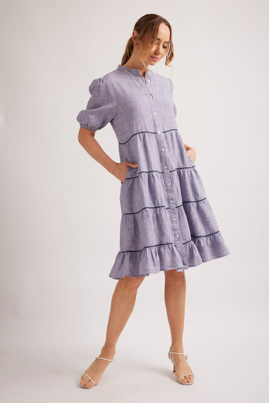 Alessandra - Marcella Dress Houndstooth - Navy