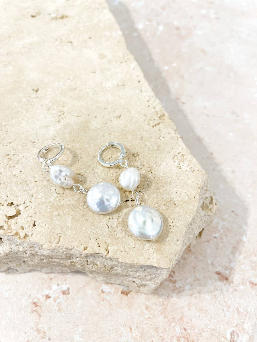 Angels Whisper Accessories - Aura Pearl Silver Plated Earrings