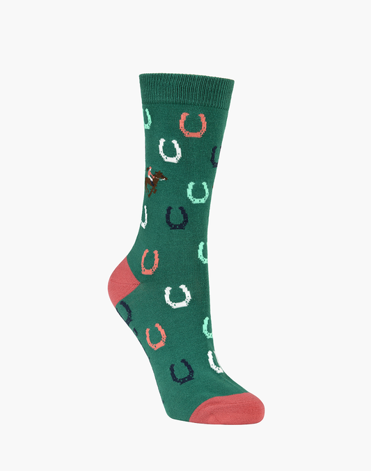 Bamboozld - Womens Lucky Day Horseshoe Bamboo Sock - Green