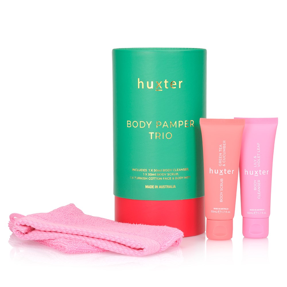 Huxter - Body Pamper Trio - Emerald Green with Bright Pink