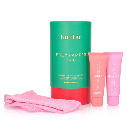 Huxter - Body Pamper Trio - Emerald Green with Bright Pink