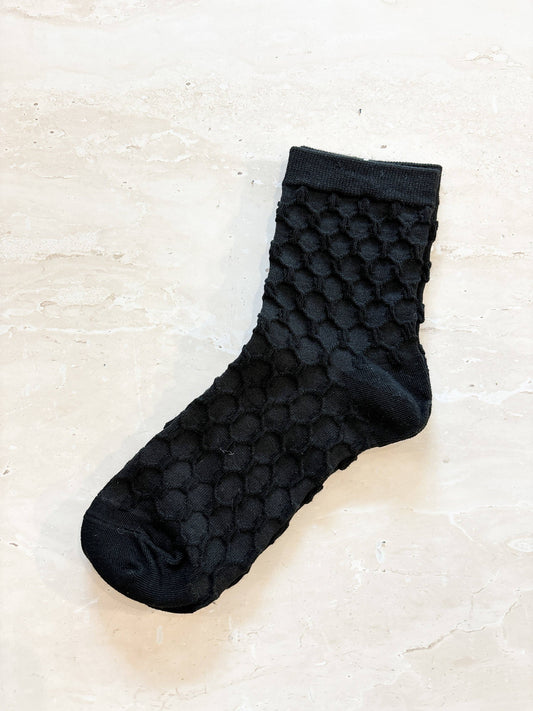 Angels Whisper Accessories - Hive Textured Winter Socks - Black