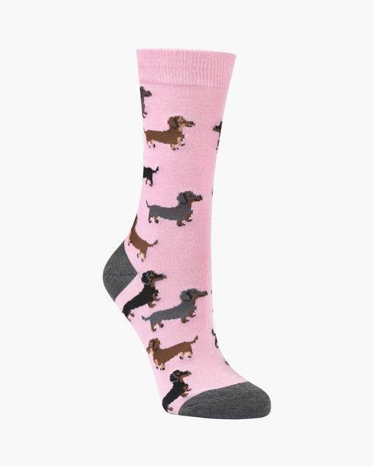 Bamboozld - Womens Dachshund Pups Bamboo Sock - Pink