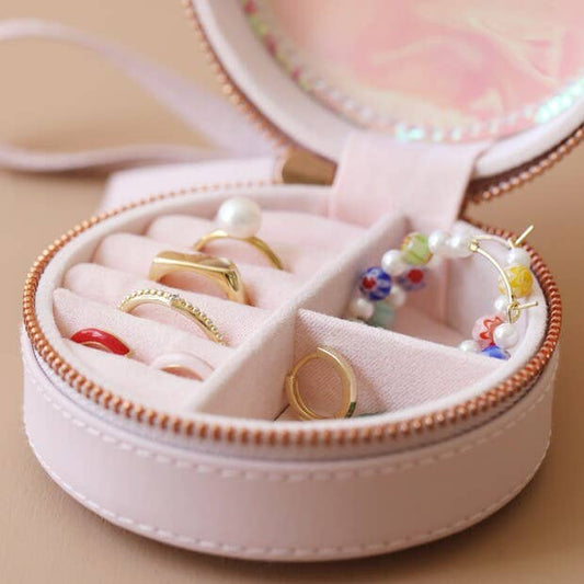 Lisa Angel - Round Travel Jewellery Case - Lavender