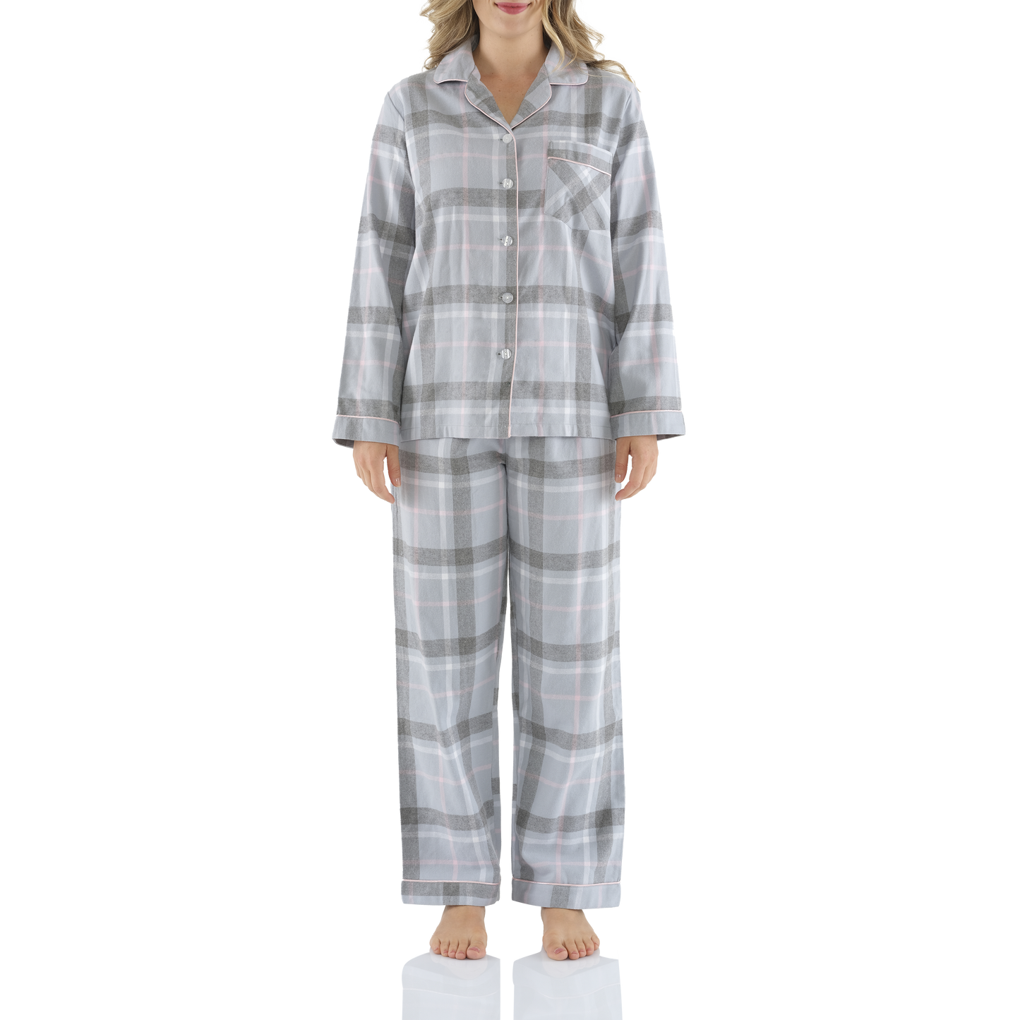 Magnolia Lounge - Flannelette Cotton Pyjama Set - Moss Check