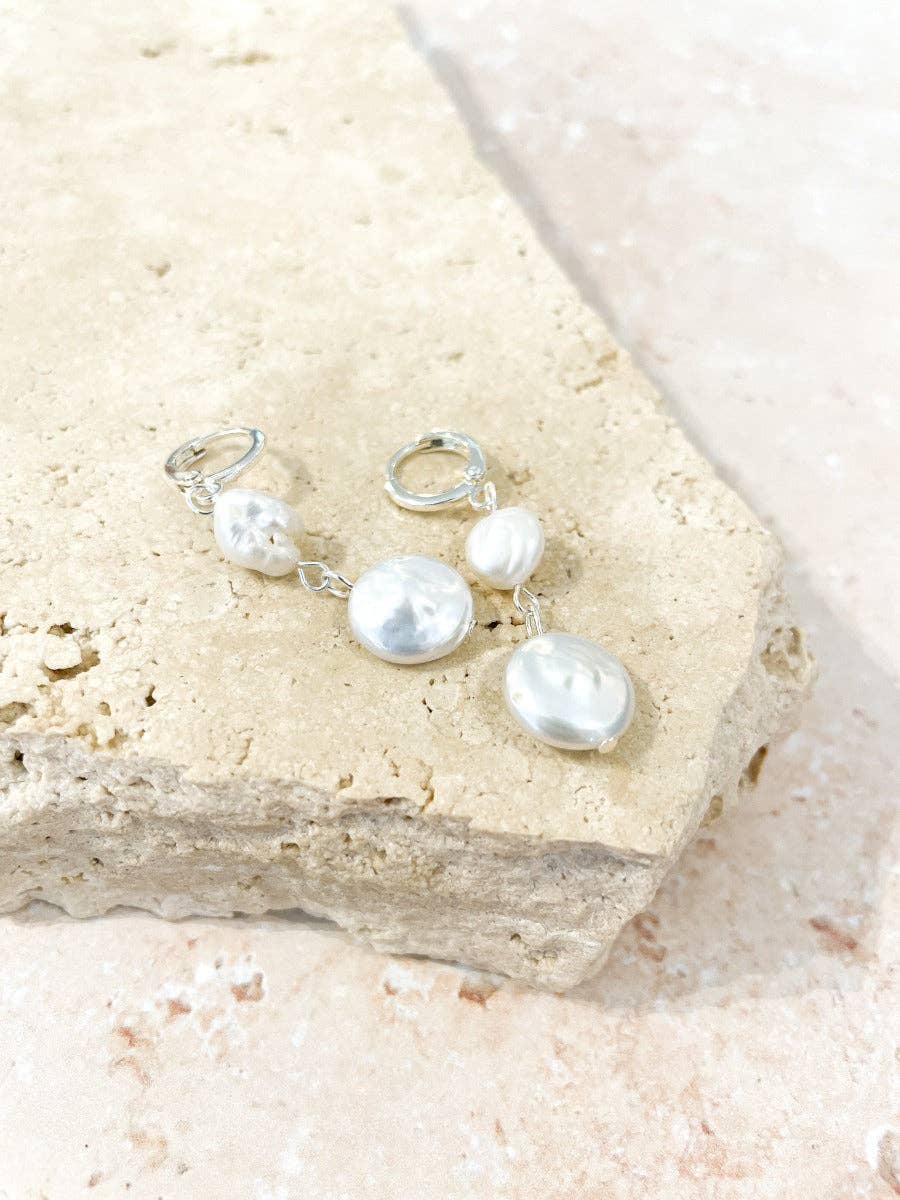Angels Whisper Accessories - Aura Pearl Silver Plated Earrings