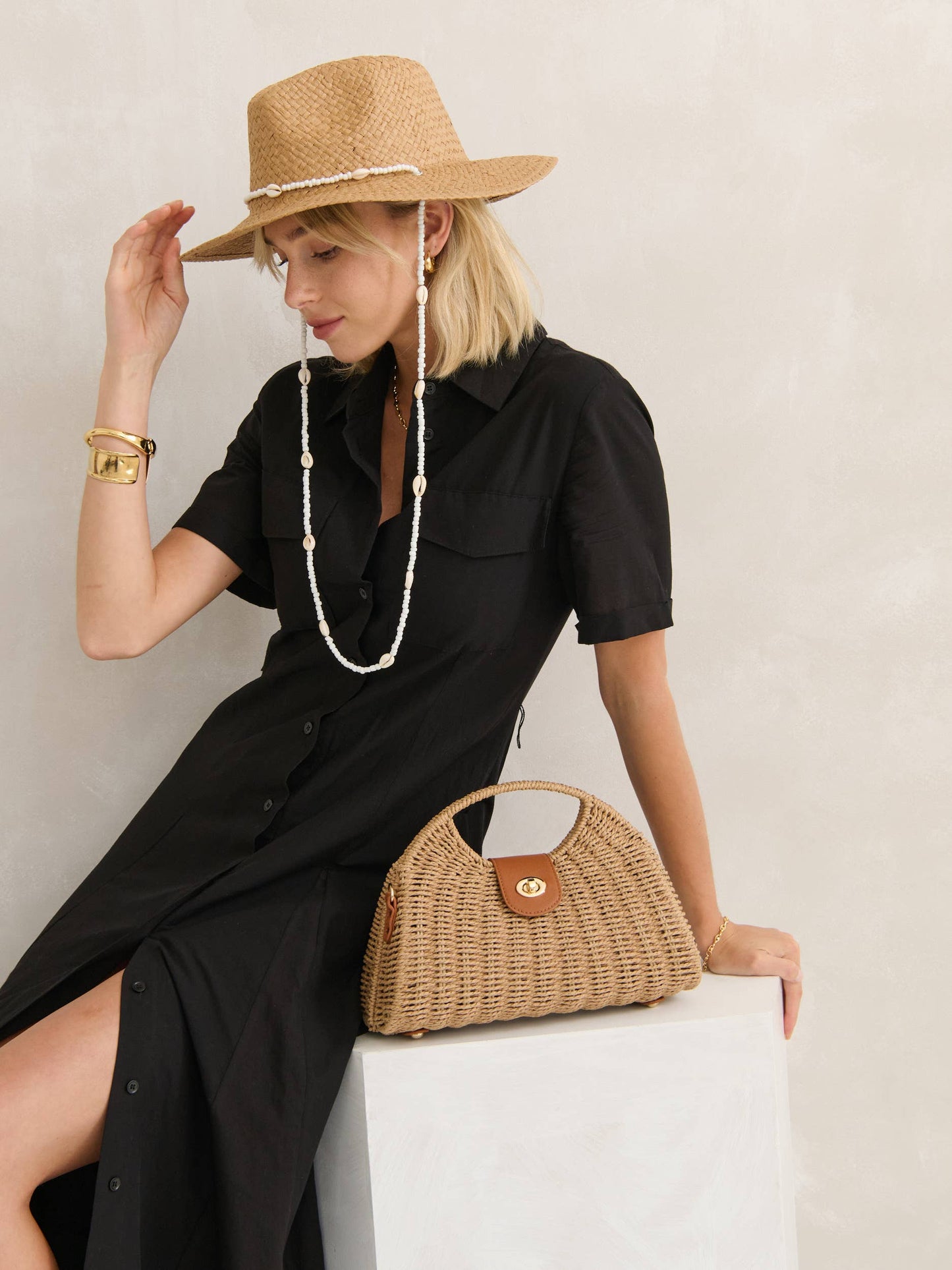 Angels Whisper Accessories - Maggie Summer Straw Bag - Tan