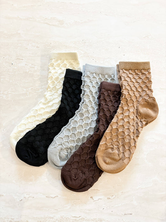 Angels Whisper Accessories - Hive Textured Winter Socks - Black
