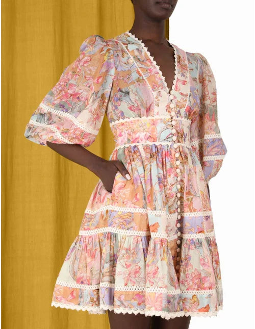 HIRE DRESS - ZIMMERMANN - LANTERN MINI DRESS