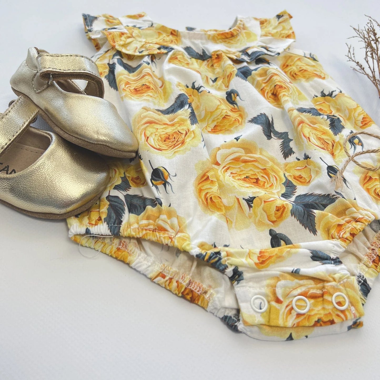 Love Henry - Girls Neve Playsuit - Lemon Floral