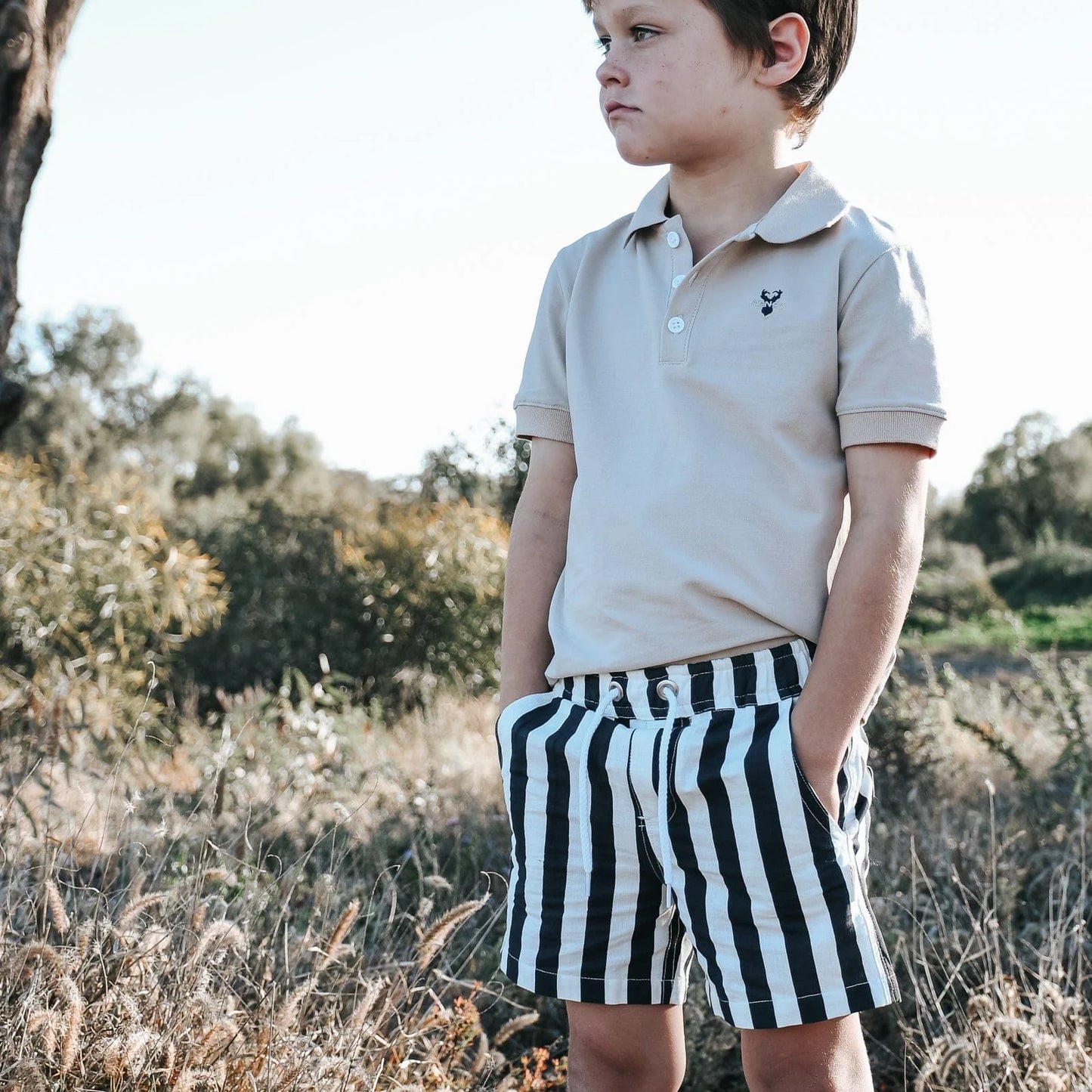 Love Henry - Boys Sonny Shorts - Large Navy Stripe