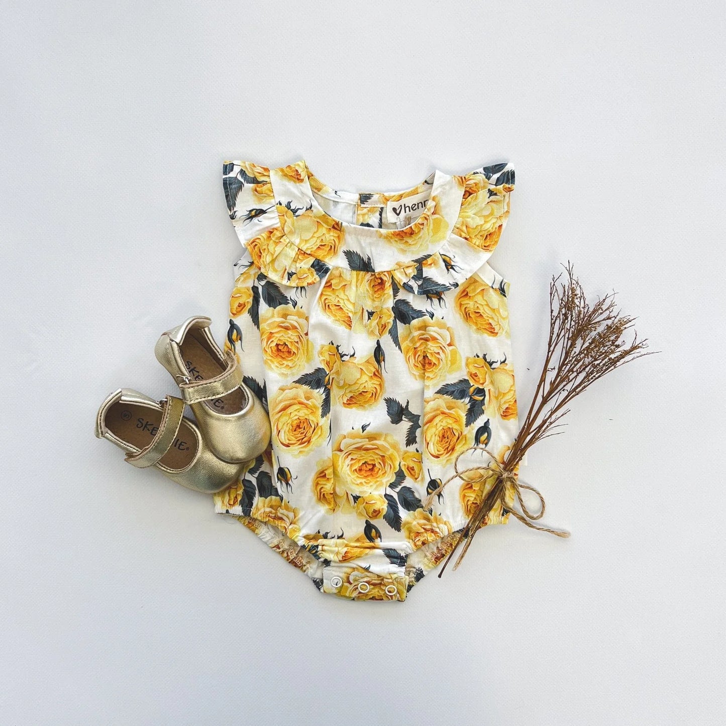 Love Henry - Girls Neve Playsuit - Lemon Floral