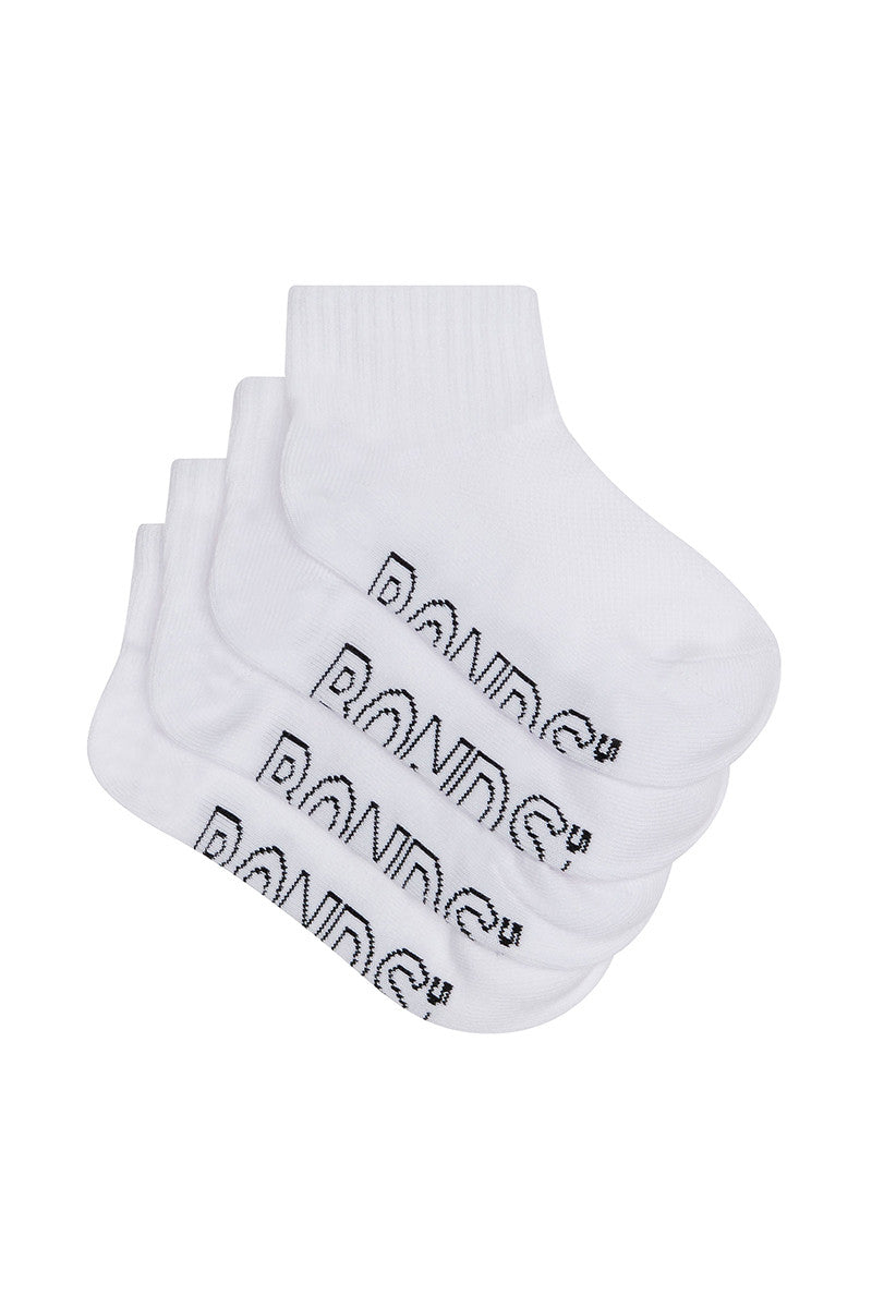 Bonds - Kids Logo 1/4 Crew Sock 4 Pack - White