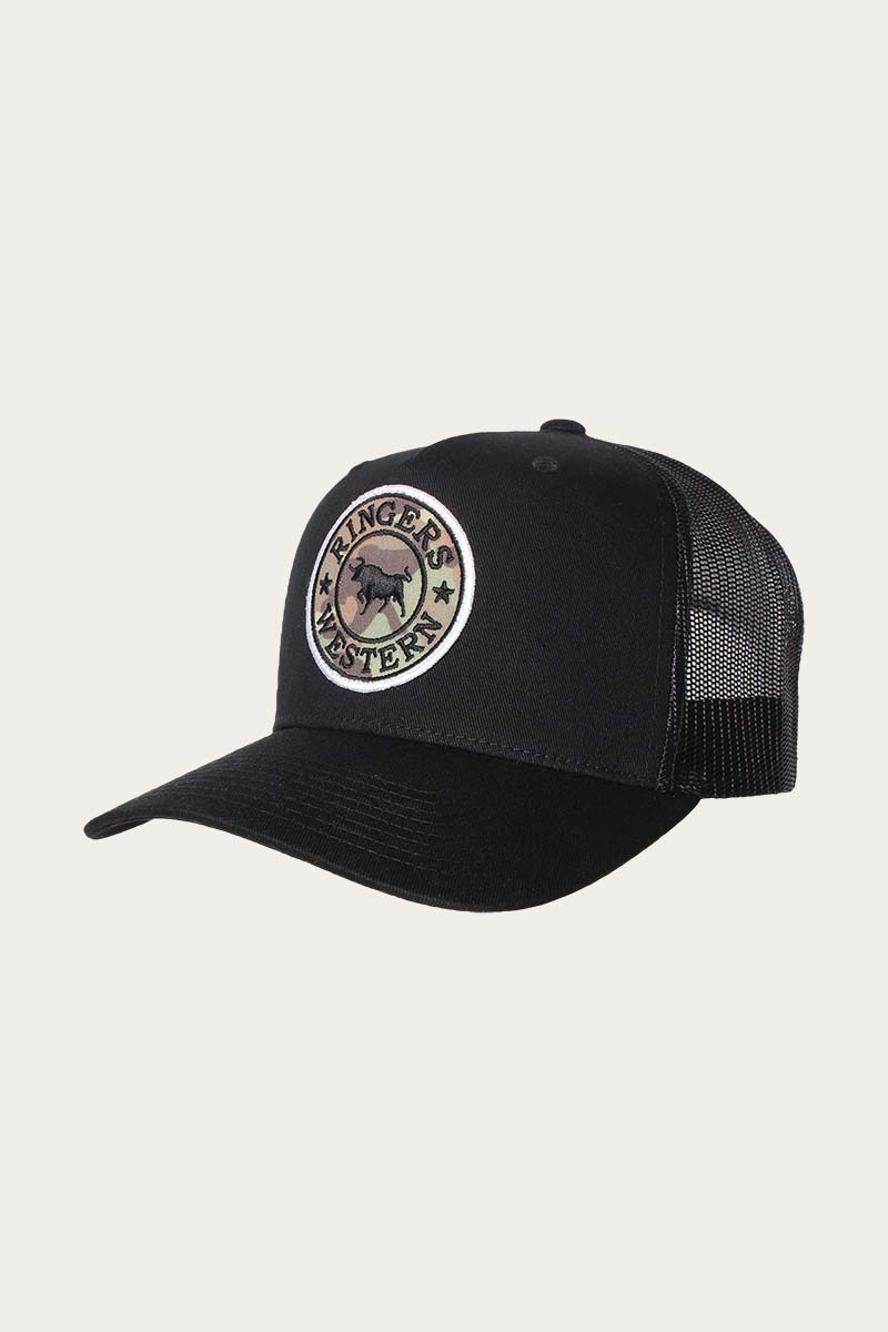 Ringers Western - Signature Bull Trucker - Black with Camo