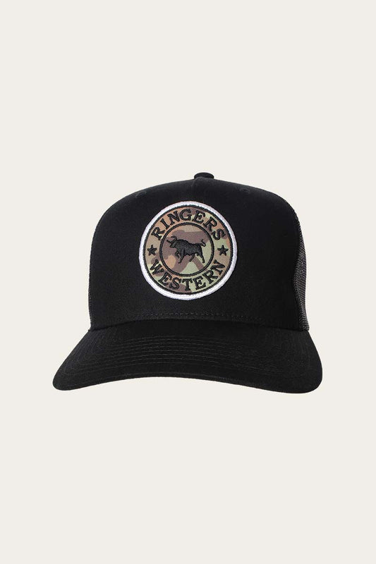 Ringers Western - Signature Bull Trucker - Black with Camo
