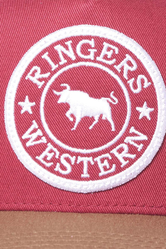 Ringers Western - Signature Bull Trucker Burgundy & Clay with White & Burgundy Patch