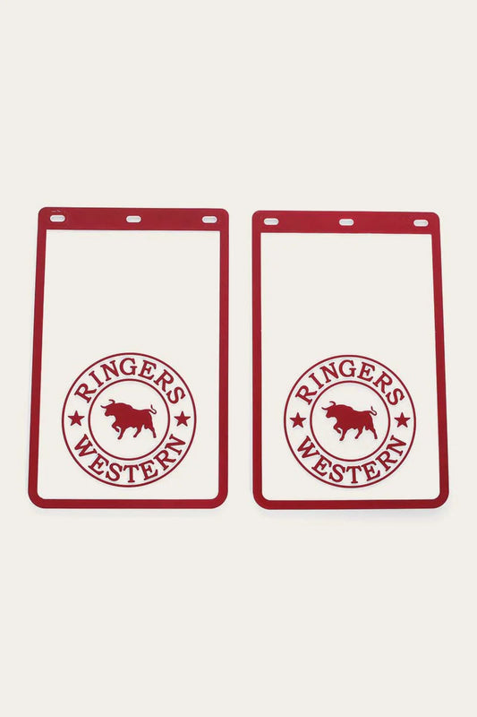Ringers Western 4WD Mud Flaps - White / Burgundy