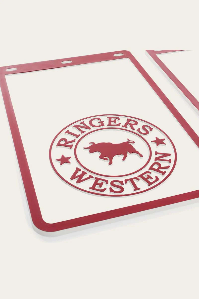Ringers Western 4WD Mud Flaps - White / Burgundy